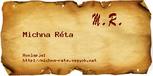 Michna Réta névjegykártya